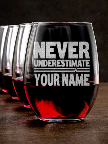 Never Underestimate Italian : Stemless Wine Glasses - Engraved