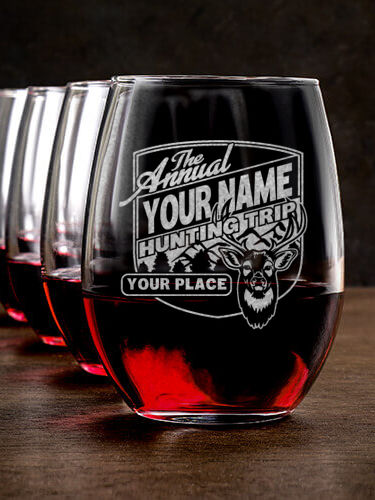 Hunting Trip : Stemless Wine Glasses - Engraved