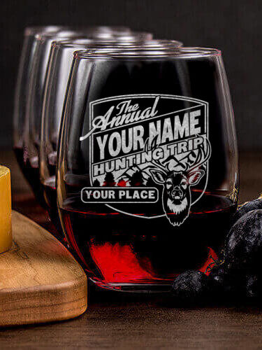 Hunting Trip : Cheese Board Wine Glass Gift Sets - Engraved