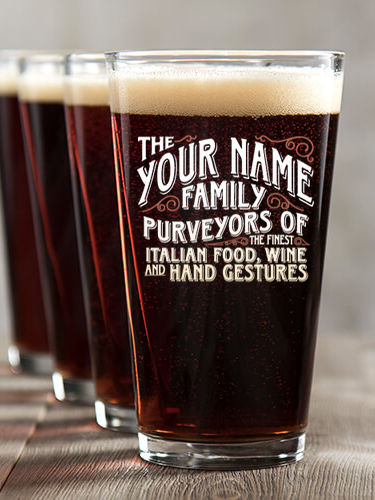 Italian Hand Gestures : Pint Glasses - Color Printed