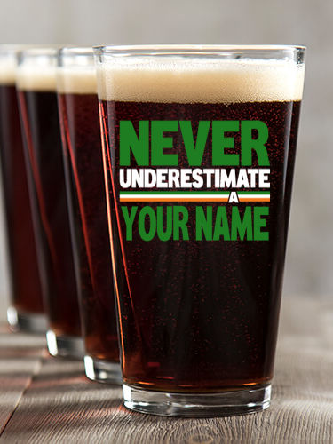 Never Underestimate Irish : Pint Glasses - Color Printed