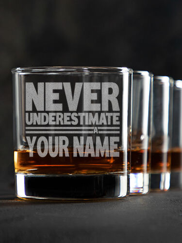 Never Underestimate Irish : Rocks Glasses - Engraved
