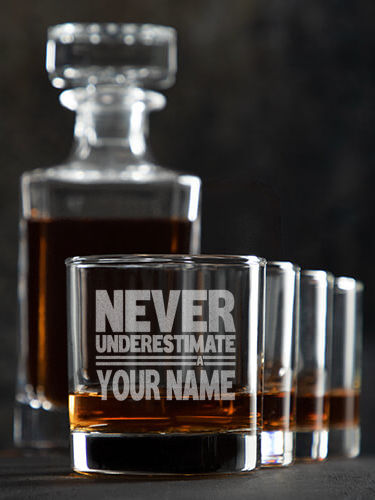 Never Underestimate Irish : Decanter Rocks Glass Gift Sets - Engraved
