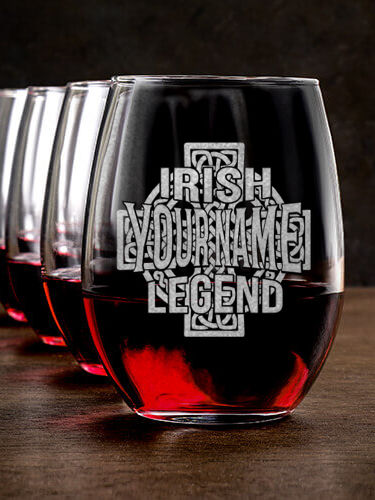 Irish Legend : Stemless Wine Glasses - Engraved