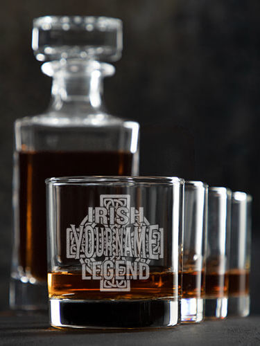 Irish Legend : Decanter Rocks Glass Gift Sets - Engraved