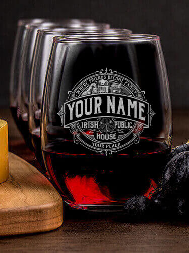 Irish Public House : Cheese Board Wine Glass Gift Sets - Engraved