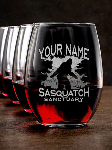 Sasquatch Sanctuary : Stemless Wine Glasses - Engraved