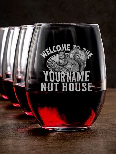 Nut House : Stemless Wine Glasses - Engraved