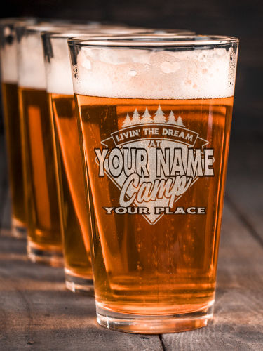 Livin' The Dream Camp : Pint Glasses - Engraved