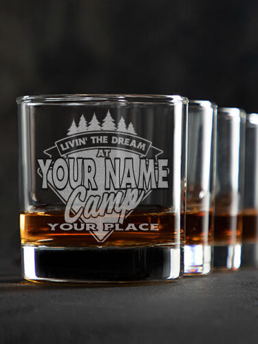 Livin' The Dream Camp : Rocks Glasses - Engraved