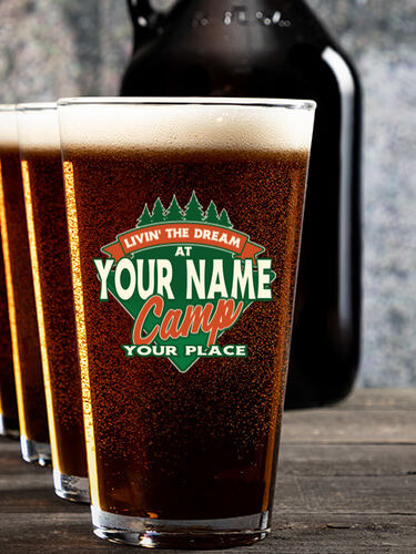 Livin' The Dream Camp : Growler Pint Glass Gift Sets - Color Printed