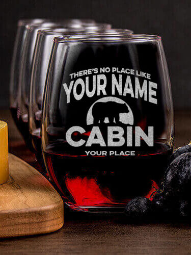 Rustic Cabin : Cheese Board Wine Glass Gift Sets - Engraved