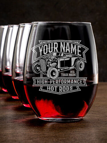 High-Performance Hot Rods : Stemless Wine Glasses - Engraved