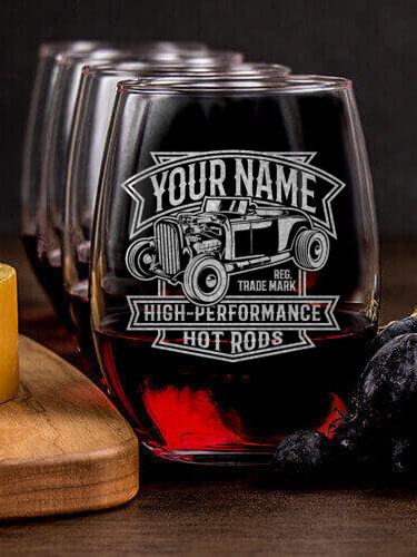 High-Performance Hot Rods : Cheese Board Wine Glass Gift Sets - Engraved