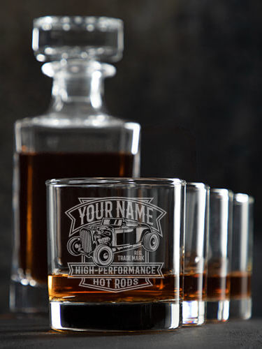High-Performance Hot Rods : Decanter Rocks Glass Gift Sets - Engraved