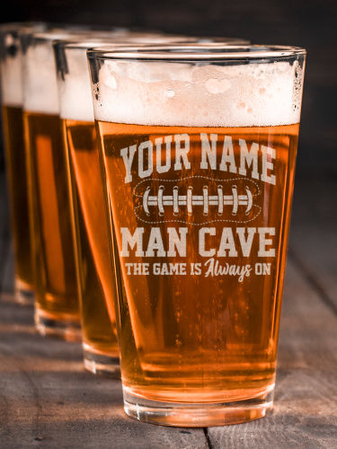 Football Man Cave : Pint Glasses - Engraved