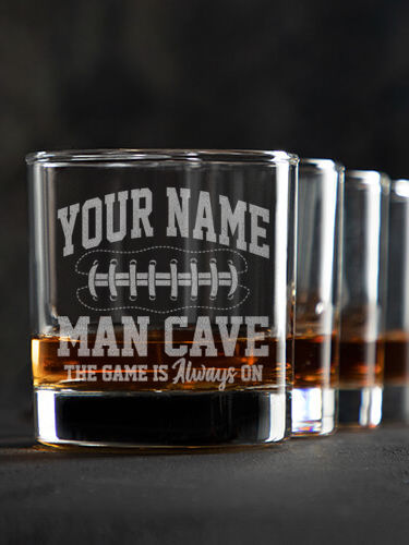 Football Man Cave : Rocks Glasses - Engraved
