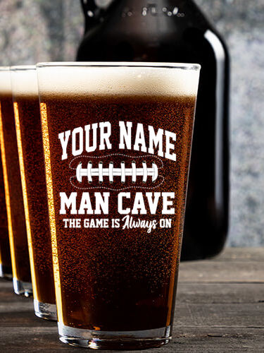 Football Man Cave : Growler Pint Glass Gift Sets - Color Printed
