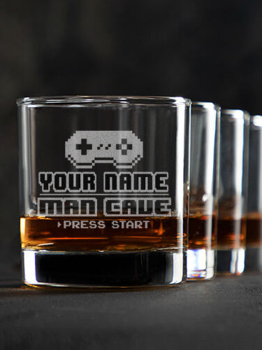 Gamer Man Cave : Rocks Glasses - Engraved