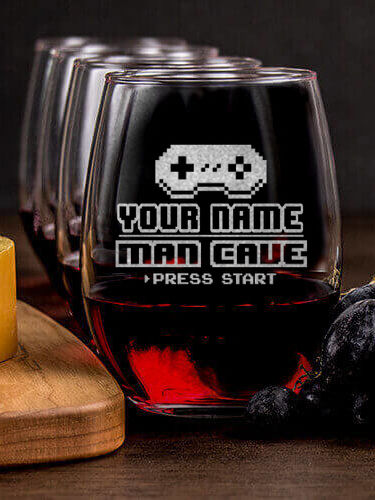 Gamer Man Cave : Cheese Board Wine Glass Gift Sets - Engraved