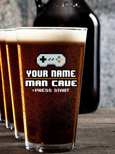 Gamer Man Cave : Growler Pint Glass Gift Sets - Color Printed