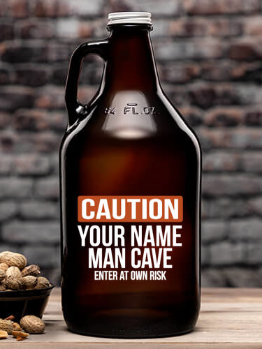 Caution Man Cave : Beer Growlers - Color Printed
