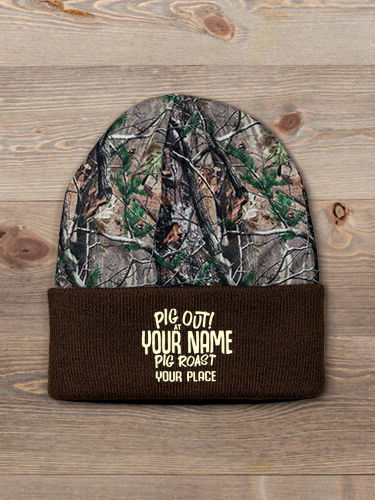 Pig Roast : Embroidered 2-Tone Camo Cuffed Beanie