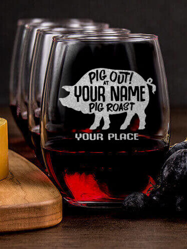 Pig Roast : Cheese Board Wine Glass Gift Sets - Engraved
