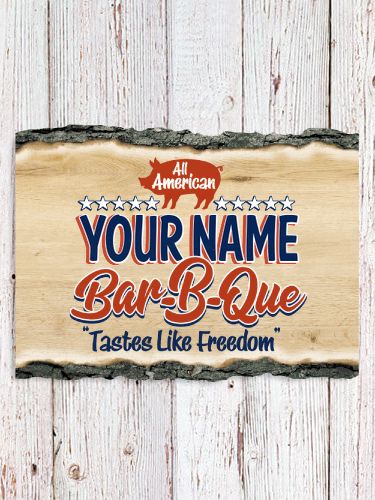All American BBQ : Faux Sliced Log Plaque