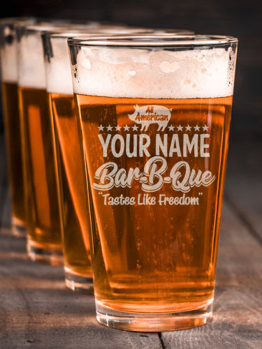 All American BBQ : Pint Glasses - Engraved