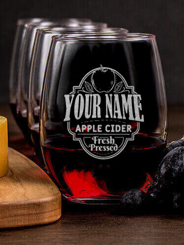 Apple Cider : Cheese Board Wine Glass Gift Sets - Engraved