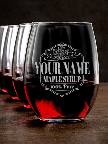 Maple Syrup : Stemless Wine Glasses - Engraved