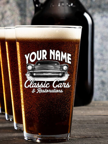 Classic Cars II : Growler Pint Glass Gift Sets - Color Printed