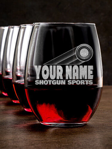 Shotgun Sports : Stemless Wine Glasses - Engraved