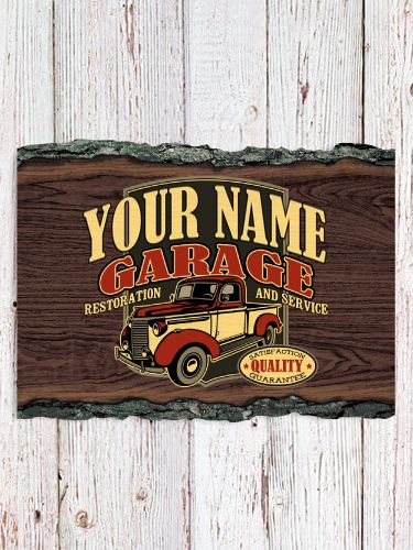 Classic Garage : Faux Sliced Log Plaque