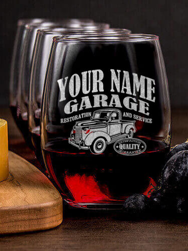Classic Garage : Cheese Board Wine Glass Gift Sets - Engraved