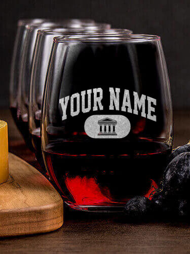 Greek Varsity : Cheese Board Wine Glass Gift Sets - Engraved