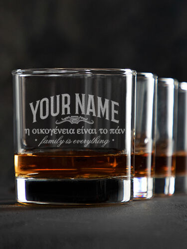 Greek Family Is Everything : Rocks Glasses - Engraved