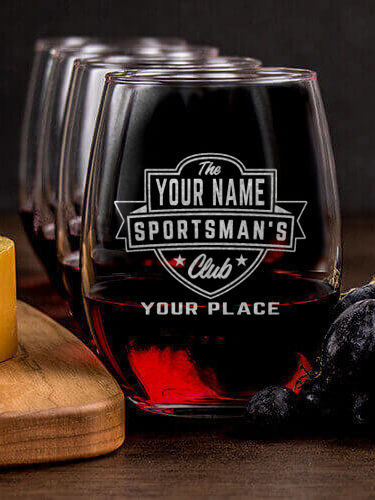 Sportsman's Club : Cheese Board Wine Glass Gift Sets - Engraved