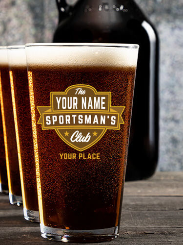 Sportsman's Club : Growler Pint Glass Gift Sets - Color Printed