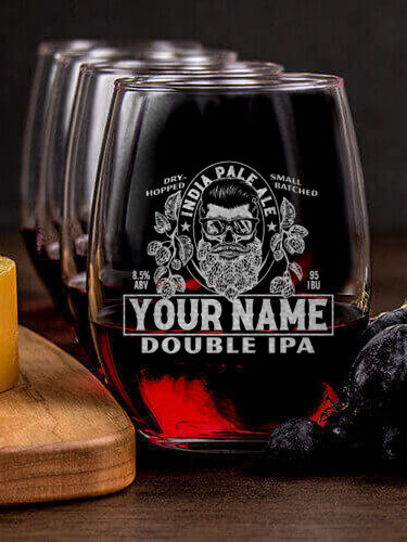 Double IPA : Cheese Board Wine Glass Gift Sets - Engraved