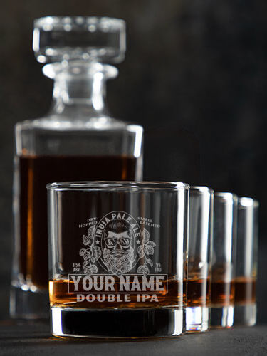 Double IPA : Decanter Rocks Glass Gift Sets - Engraved