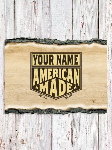 American Made : Faux Sliced Log Plaque