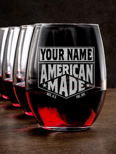 American Made : Stemless Wine Glasses - Engraved