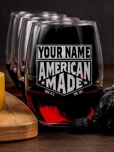 American Made : Cheese Board Wine Glass Gift Sets - Engraved