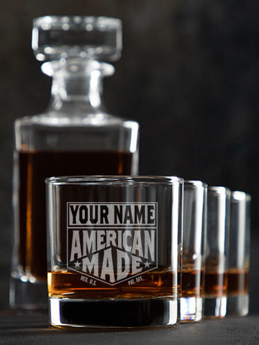 American Made : Decanter Rocks Glass Gift Sets - Engraved