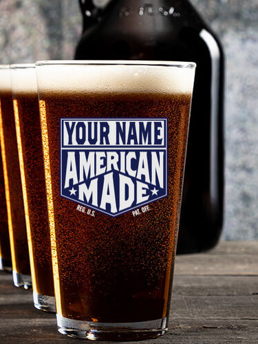American Made : Growler Pint Glass Gift Sets - Color Printed