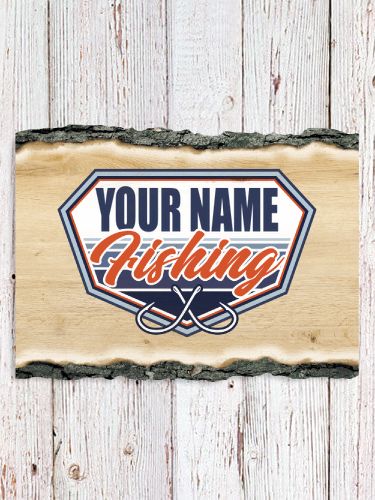 Fishing : Faux Sliced Log Plaque
