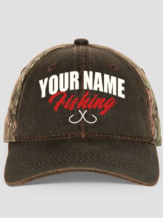 Fishing : Embroidered 2-Tone Camo Hats