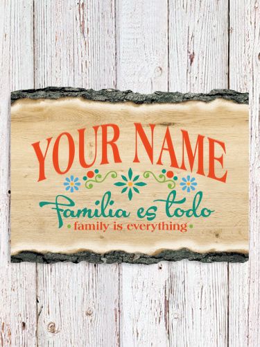 Familia es Todo : Faux Sliced Log Plaque